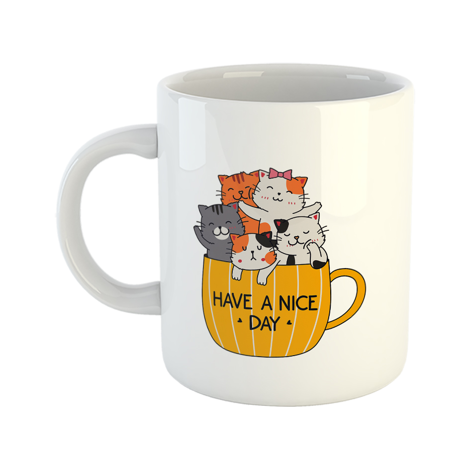 ماگ طرح گربه های ملوس مدل nice day