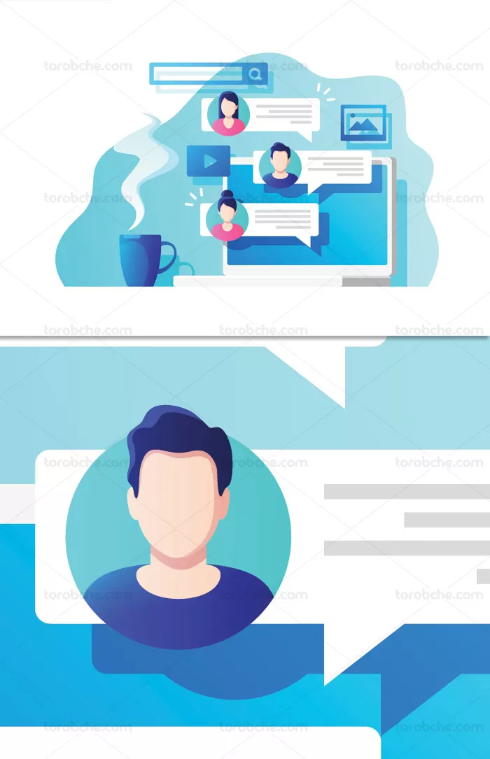 وکتور طرح مفهومی فلت شبکه های اجتماعی | گرافیک با طعم تربچه