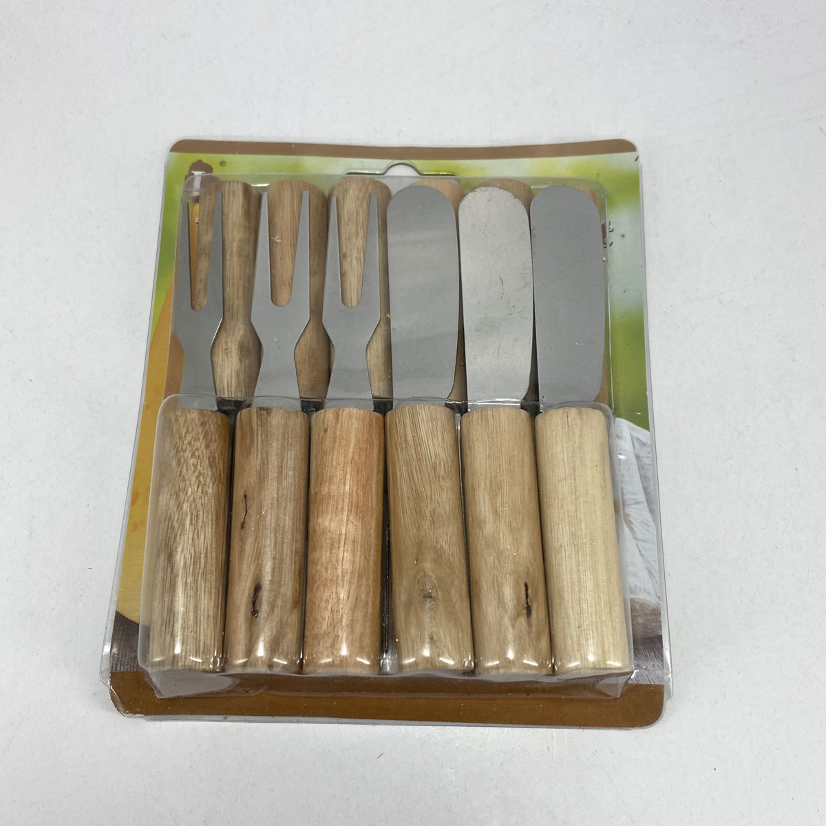 کارد و چنگال صبحانه خوری مدل دسته چوبی مجموعه 12 عددی