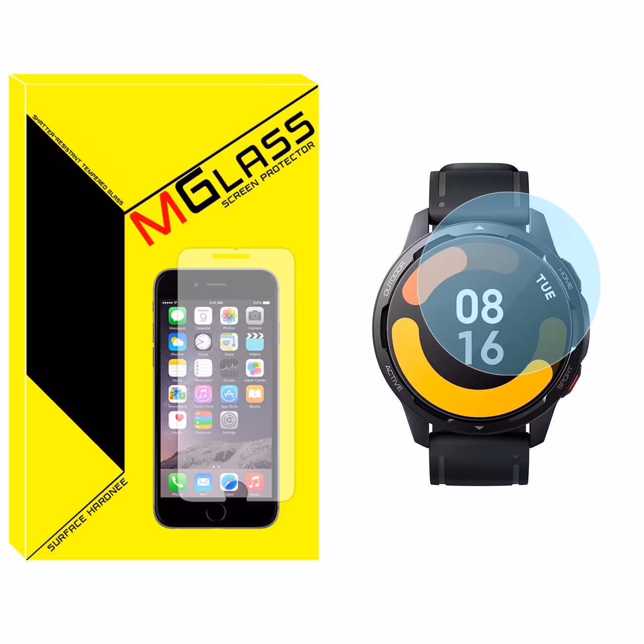 محافظ صفحه نمایش شیشه‌ای ام گلس مدل SH-MG مناسب برای ساعت هوشمند شیائومی Watch S1 Active