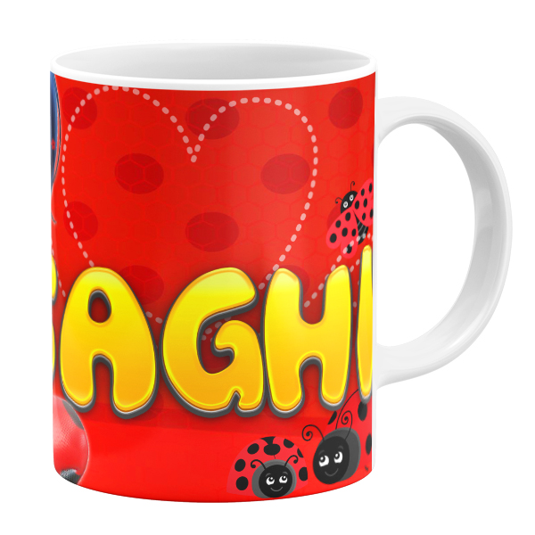 ماگ طرح دختر کفشدوزکی مدل ساقی