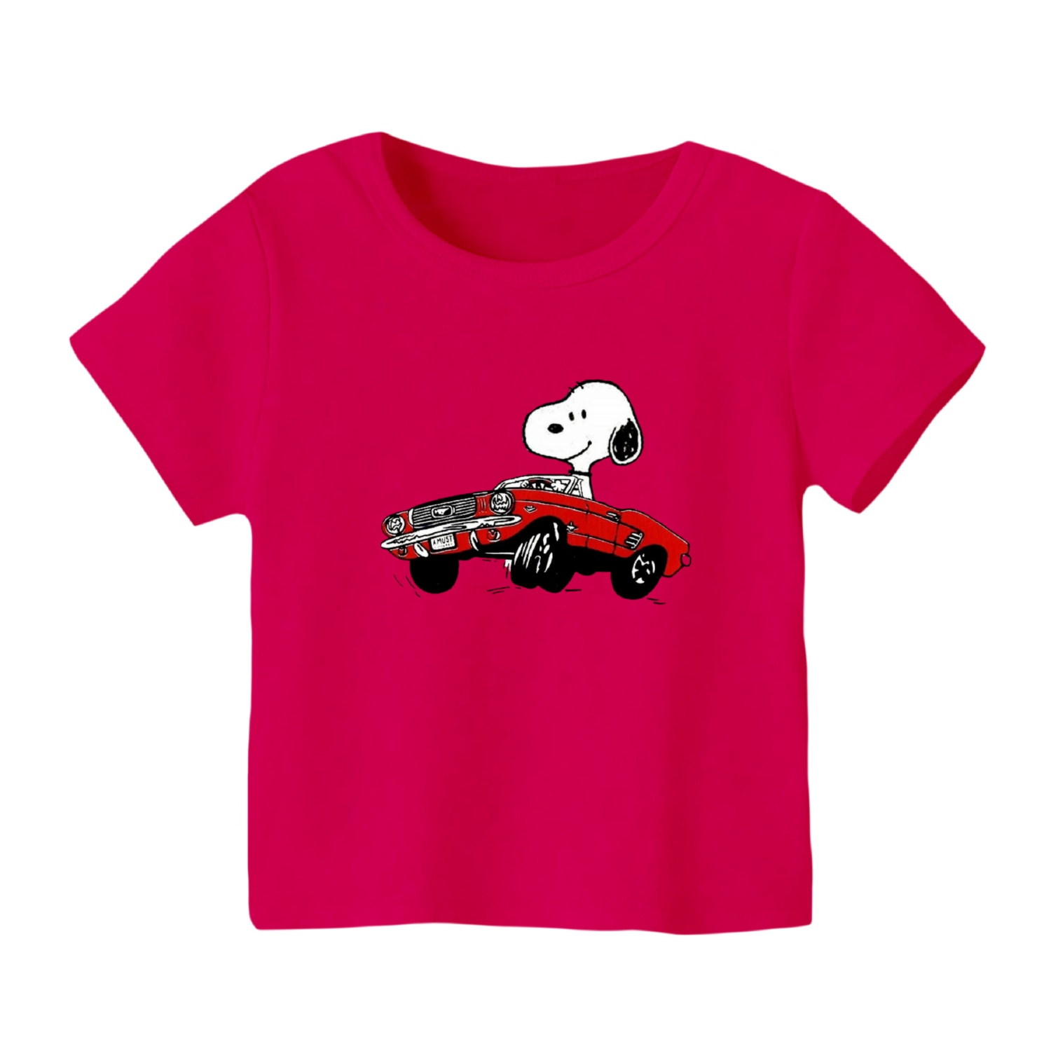 تی شرت آستین کوتاه بچگانه مدل اسنوپی کد 80 رنگ سرخابی