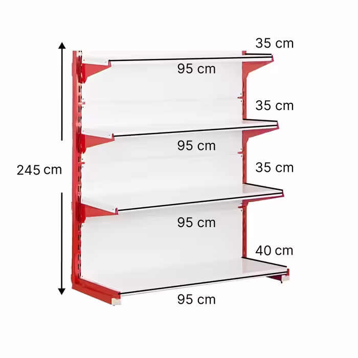 خرید و قیمت قفسه سوپری‌ خودایست 4 طبقه 95x35 ارتفاع 245 - قفسه‌بندی وکیلی