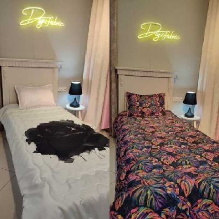 لحاف یک نفره طرح رز مشکی و برگ رنگارنگ