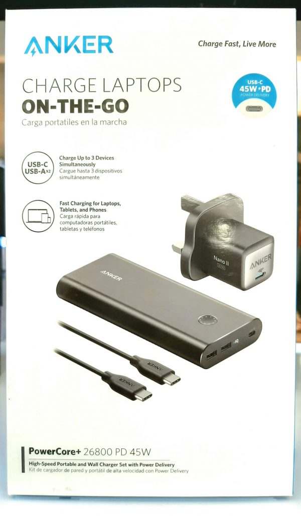 پاوربانک انکر مدل PowerCore (45وات) 26800 میلیآمپر به همراه شارژر دیواری ( B1376)