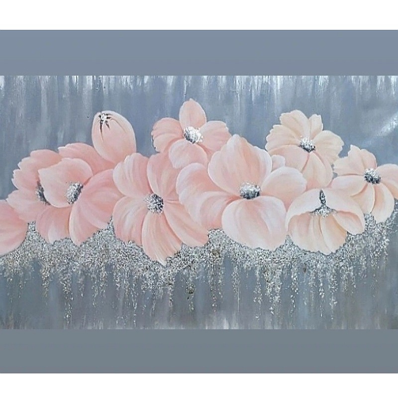 نقاشی رنگ روغن و ورق نقره 70در100