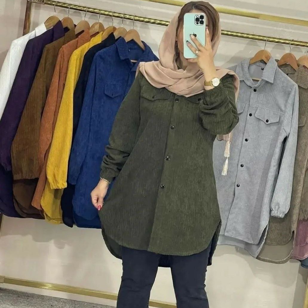 تونیک مانتویی مخمل کبریتی درجه 1 مدل مهرانا