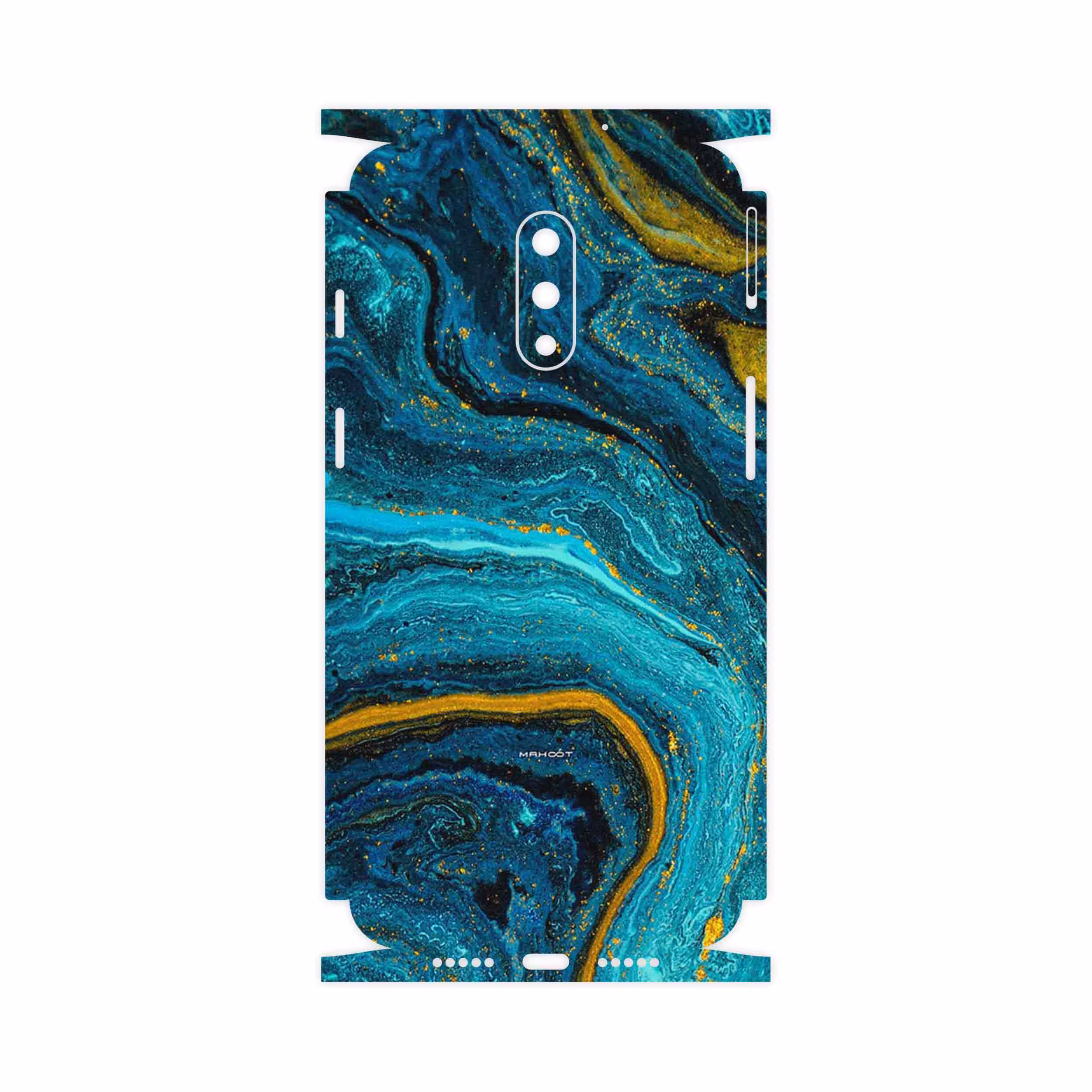 برچسب پوششی ماهوت مدل Turquoise marblewith golden streaks-FullSkin مناسب برای گوشی موبایل وان پلاس 7