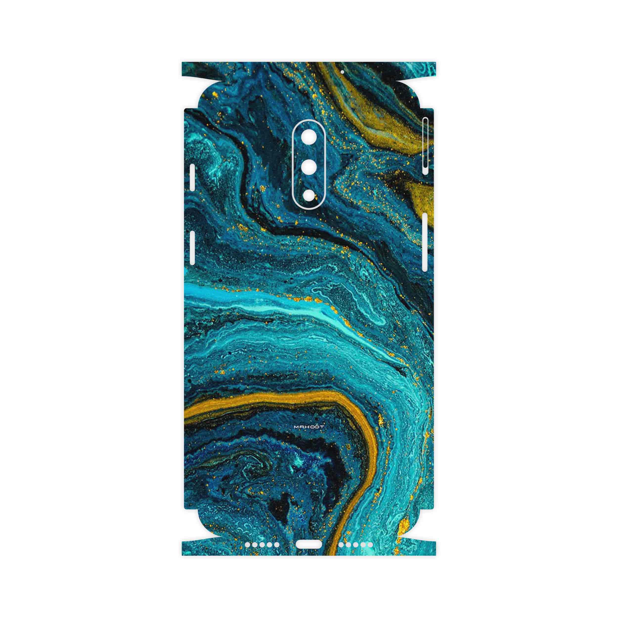 برچسب پوششی ماهوت مدل Turquoise marblewith golden streaks-FullSkin مناسب برای گوشی موبایل وان پلاس 7