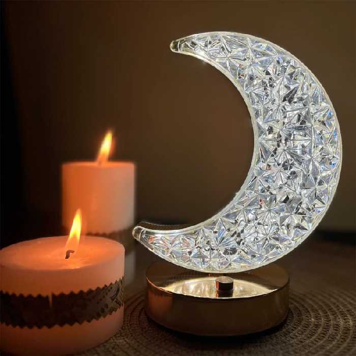 آباژور رومیزی شارژی مدل لمسی kam64 طرح حلال ماه