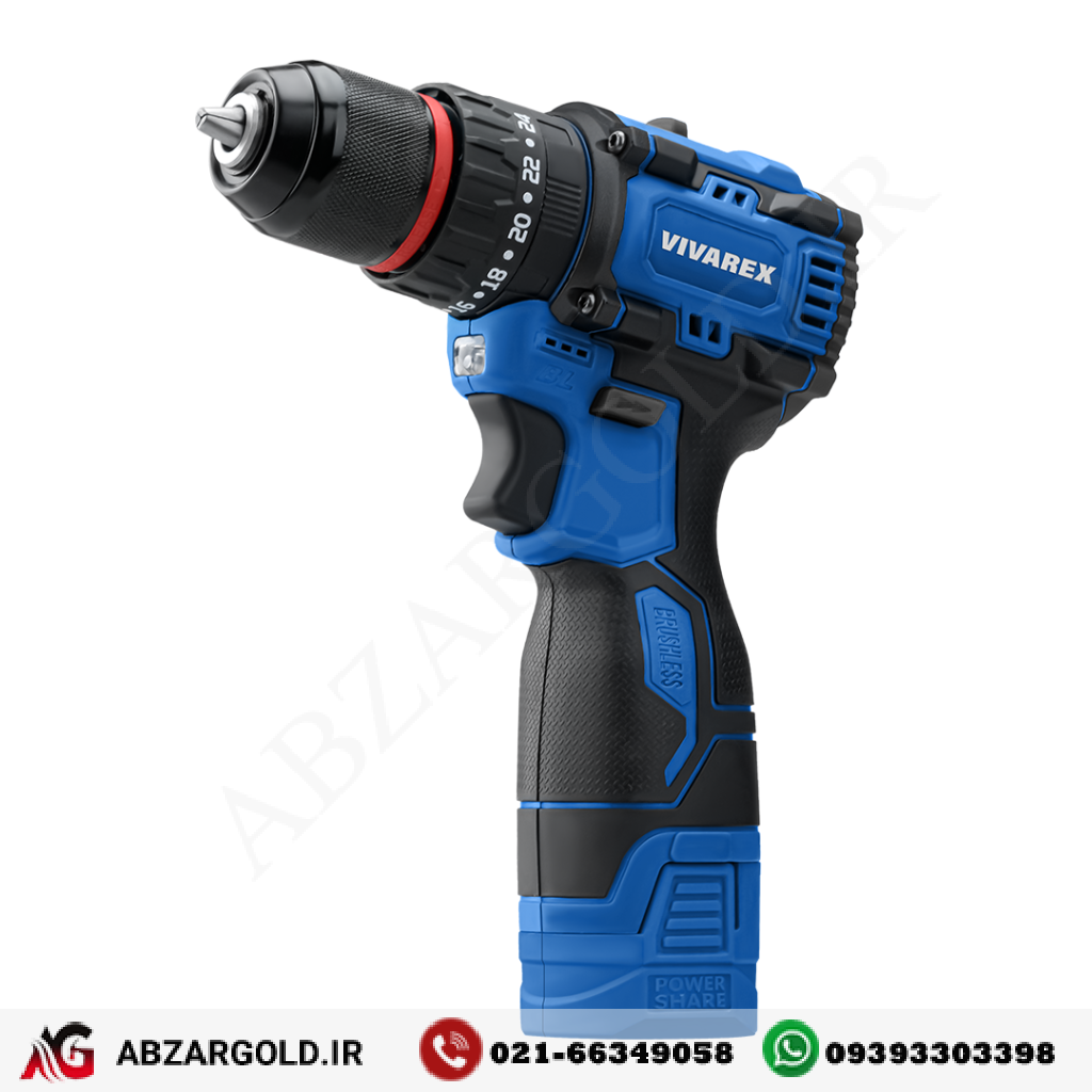 دریل شارژی 16 ولت براشلس دوباتری ویوارکس مدل VR1608-BLX
