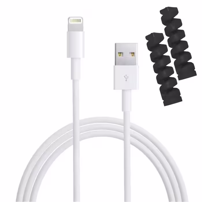 کابل تبدیل USB به لایتنینگ مدل FCQ-100 طول 1 متر به همراه 2 عدد محافظ کابل
