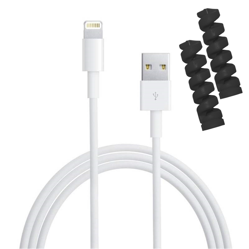 کابل تبدیل USB به لایتنینگ مدل FCQ-100 طول 1 متر به همراه 2 عدد محافظ کابل