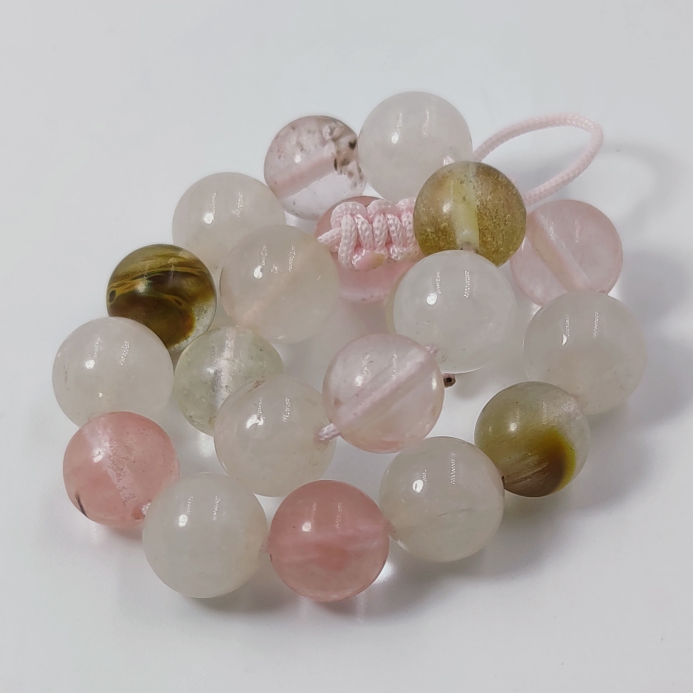 دستبند سنگ های رز کوارتز و چری کوارتز معدنی