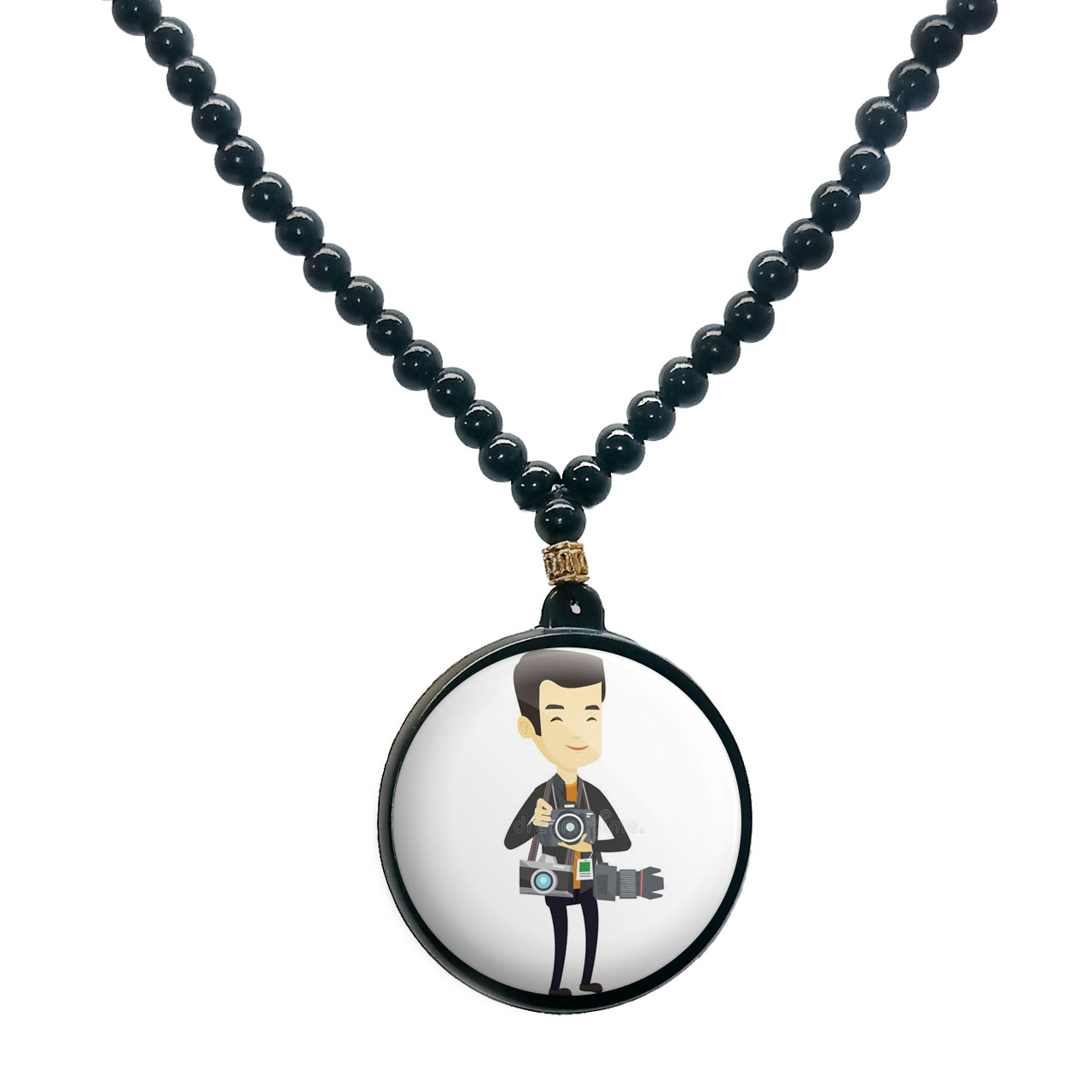 گردنبند پرمانه طرح عکاس کد pmd.12668 مدل دو طرفه