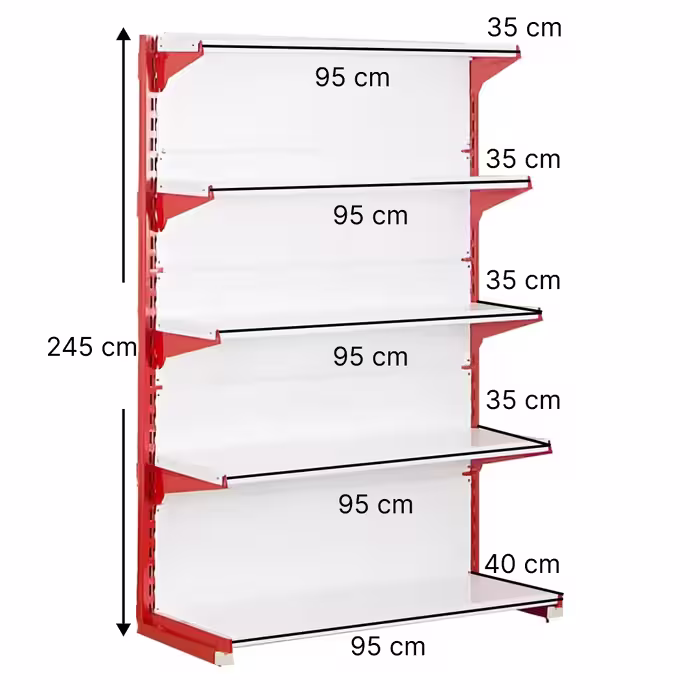 خرید و قیمت قفسه سوپری‌ خودایست 5 طبقه 95x35 ارتفاع 245 - قفسه‌بندی وکیلی