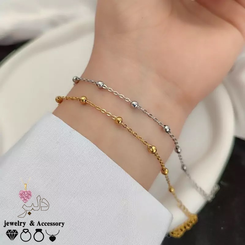 دستبند توپی استیل رنگ ثابت (کیفیت عالی) گالری دلبر