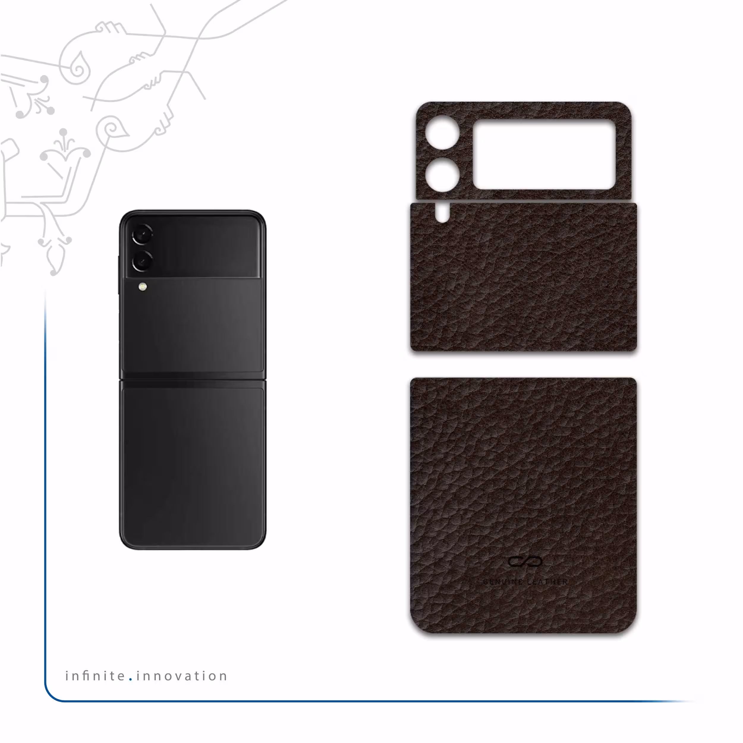 برچسب پوششی ماهوت مدل Dark-Brown-Leather مناسب برای گوشی موبایل سامسونگ Galaxy Z Flip3 5G