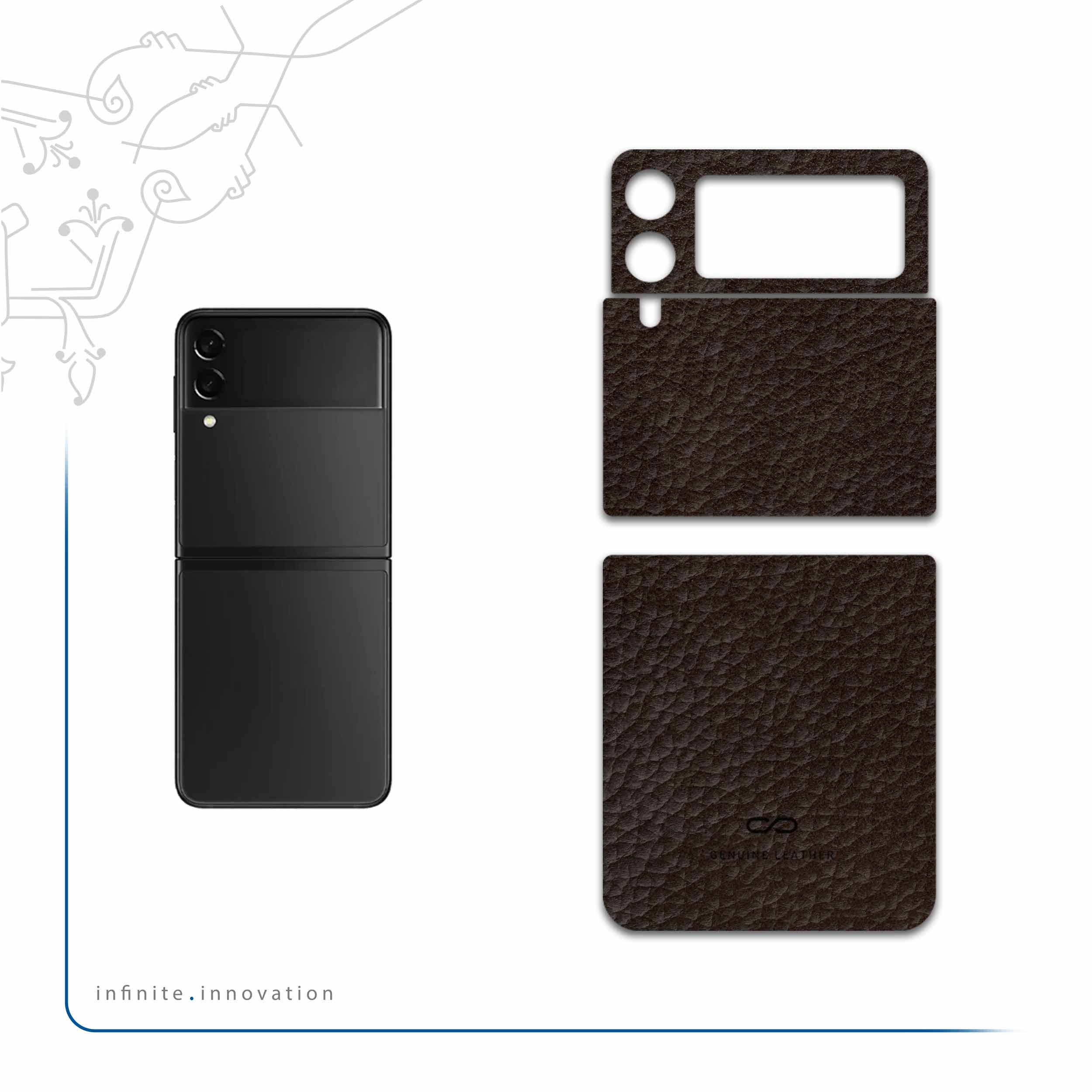 برچسب پوششی ماهوت مدل Dark-Brown-Leather مناسب برای گوشی موبایل سامسونگ Galaxy Z Flip3 5G