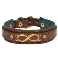 دستبند چرم دوبل بی نهایت استیل طلایی رنگ ثابت  با چرم دوبل  مشکی  اصل شیک و خاص خرید مستقیم از کارگاه