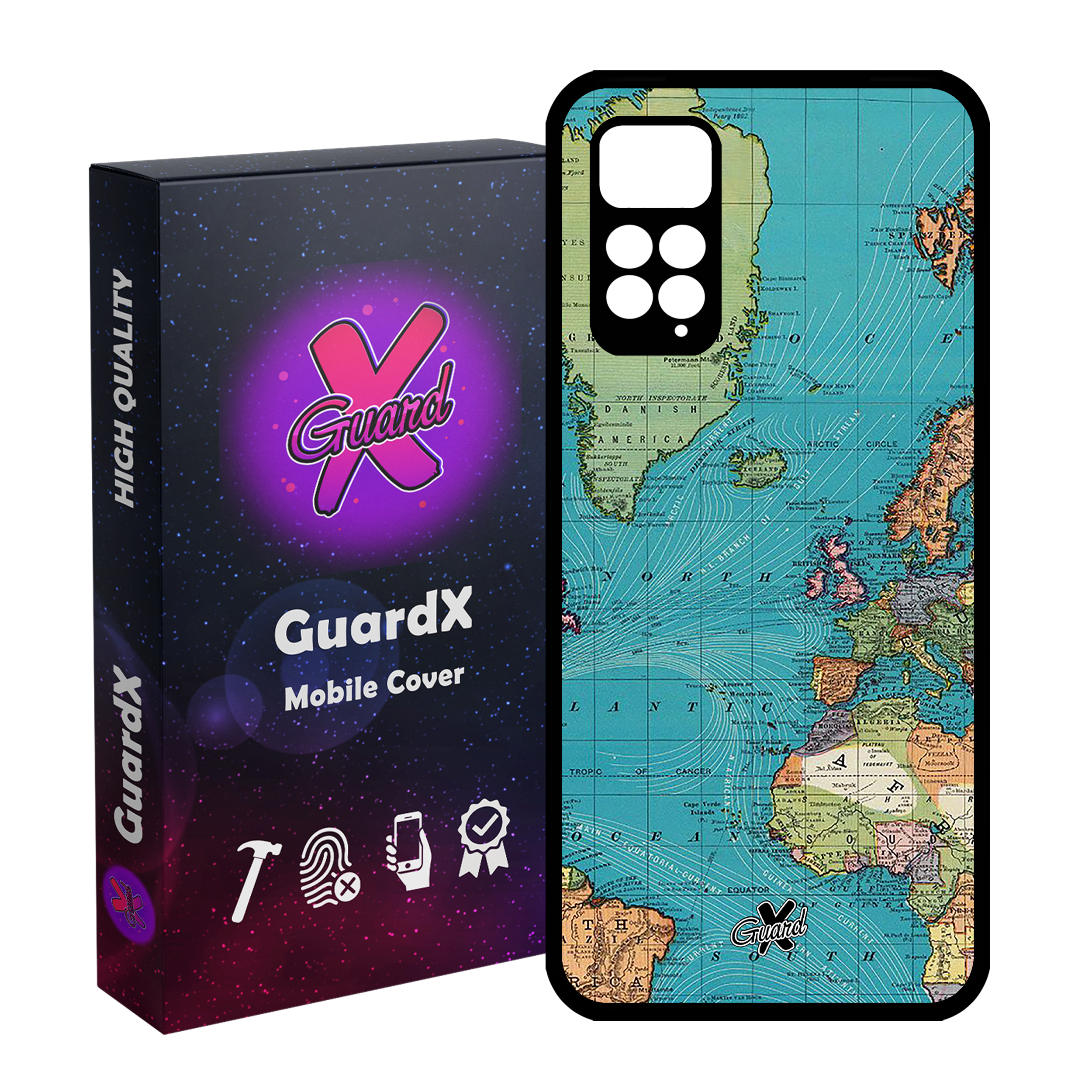 کاور گارد ایکس طرح نقشه مدل Glass10226 مناسب برای گوشی موبایل شیائومی Redmi Note 11 Pro 4G/5G