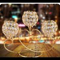 شمعدان نگینی قلبی سه قلو