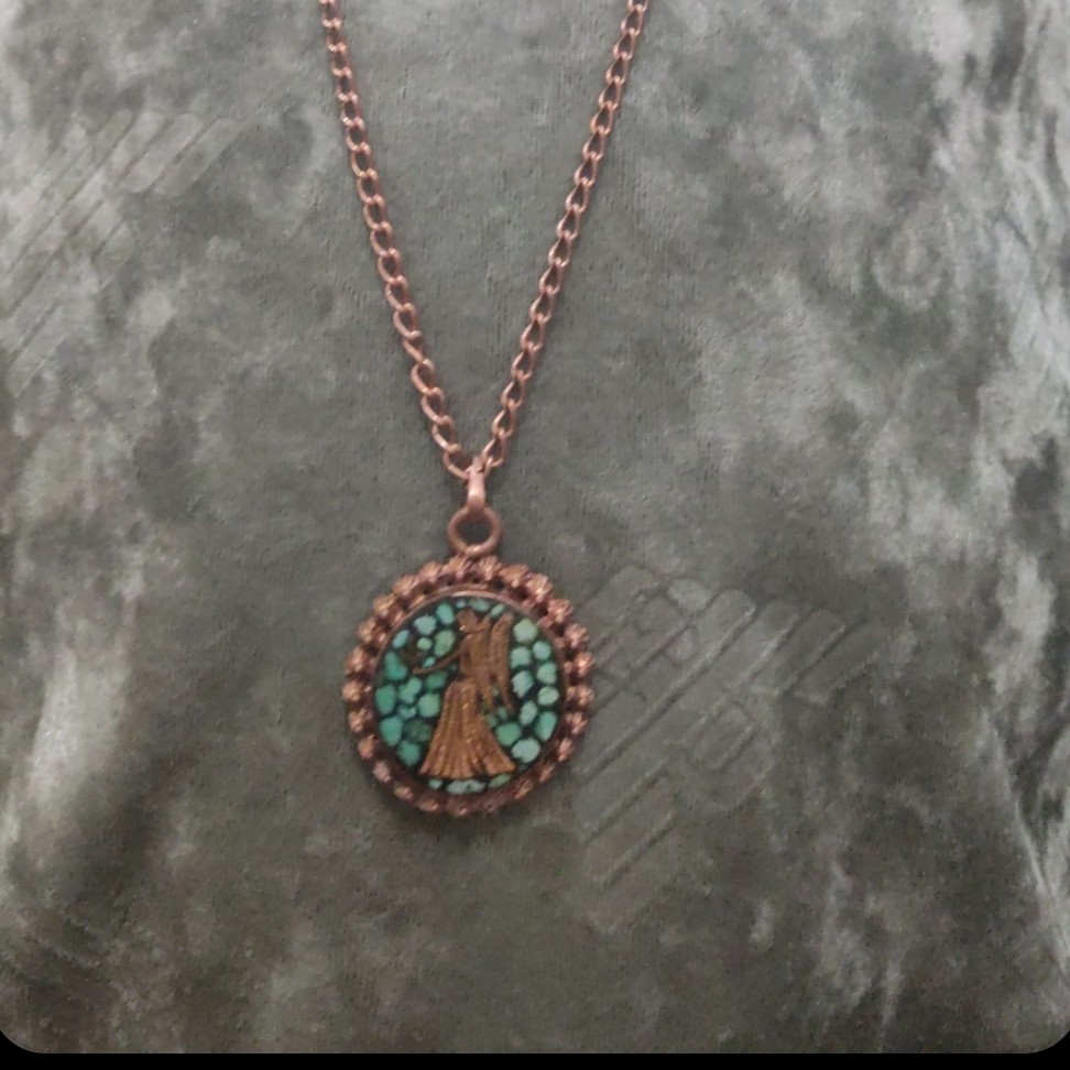 گردنبندمس (فرشته) سمبل ماه شهریور فیروزه کاری باسنگ اصل نیشابور