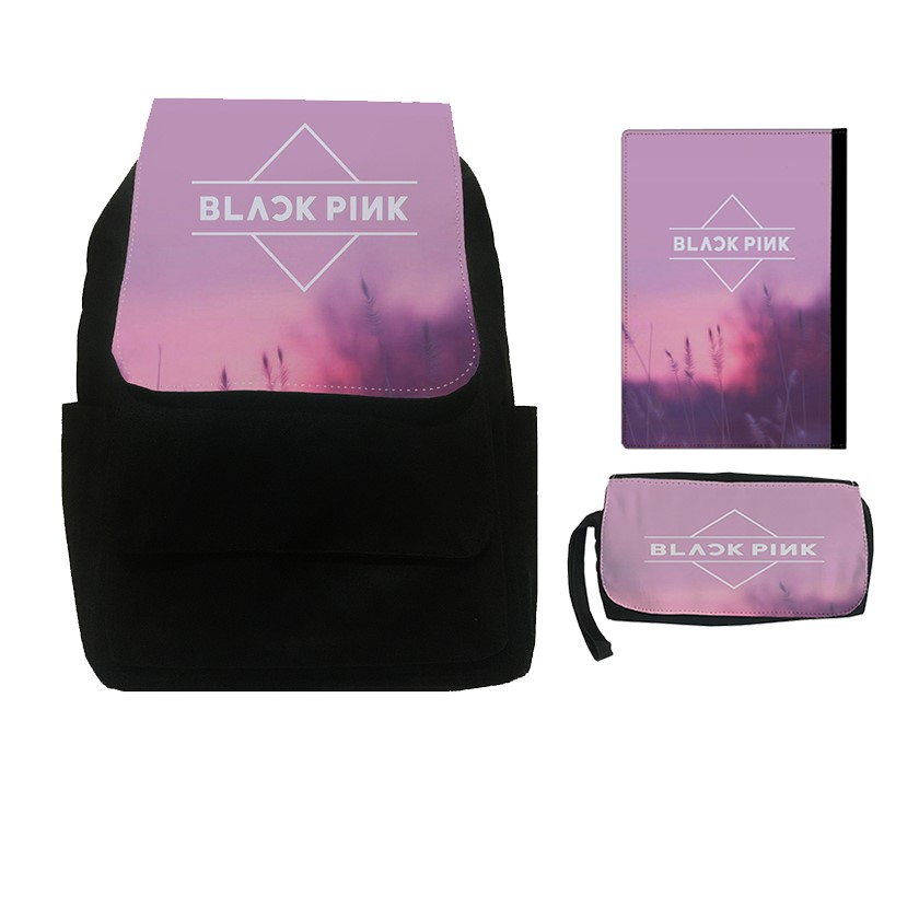 کوله پشتی طرح بلک پینک کد SP5 به همراه کلاسور و جامدادی