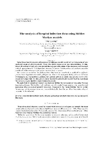خرید و دانلود نسخه کامل کتاب The analysis of hospital infection data using hidden Markov models