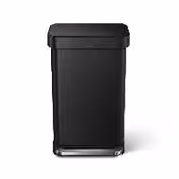 سطل زباله پدالی 45 لیتر مشکی مات سیمپل هیومن simplehuman Matte Black Rectangular Pedal Bin with Liner Pocket, 45 L