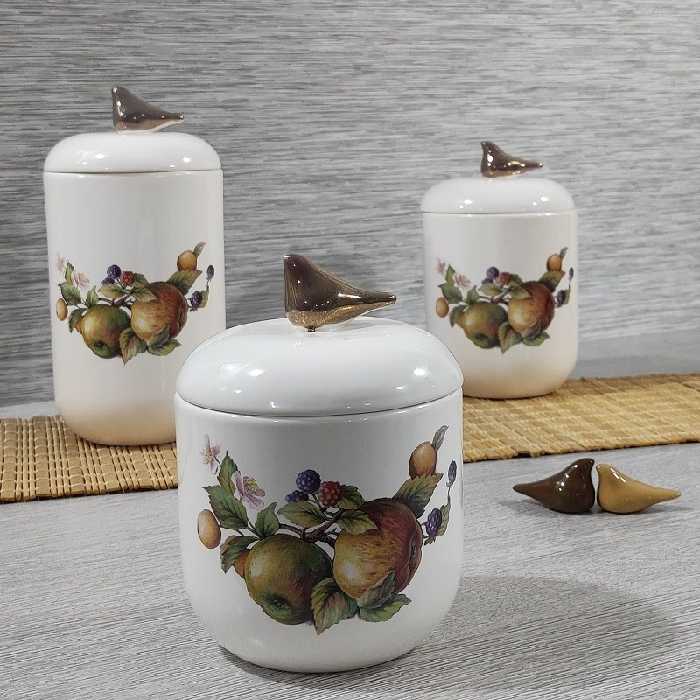 بانکه سرامیکی طرح سیب جنگلی ست 3 تایی