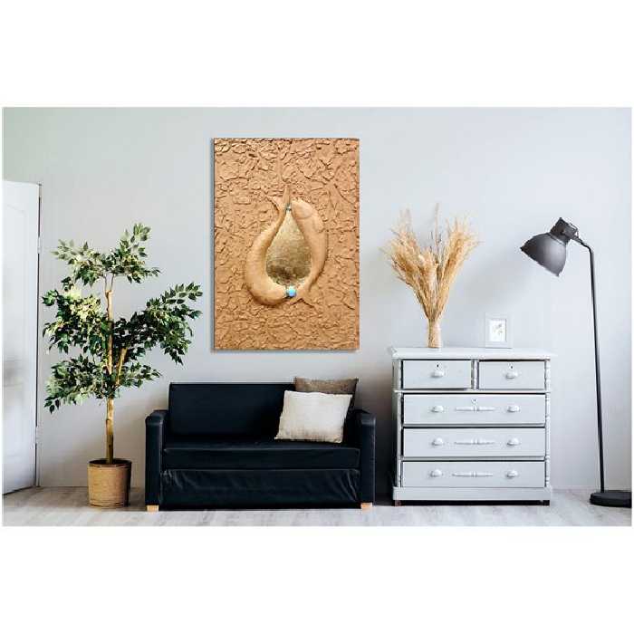 تابلو  برجسته مدل کویر و دو ماهی کد Ari1159