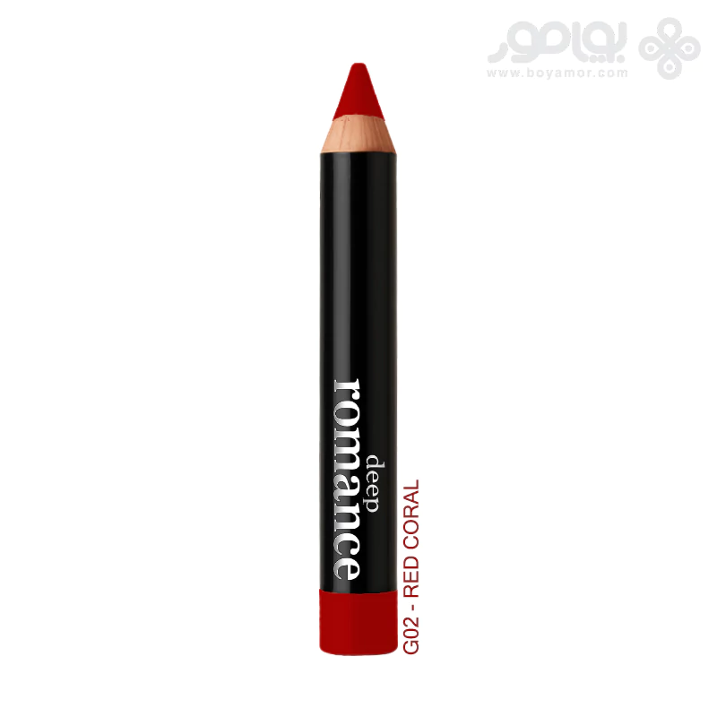 رژ لب مدادی دیپ رومنس شماره G02 رنگ RED CORAL