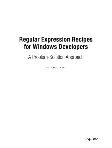 خرید و دانلود نسخه کامل کتاب Regular Expression Recipes for Windows Developers: A Problem-Solution Approach