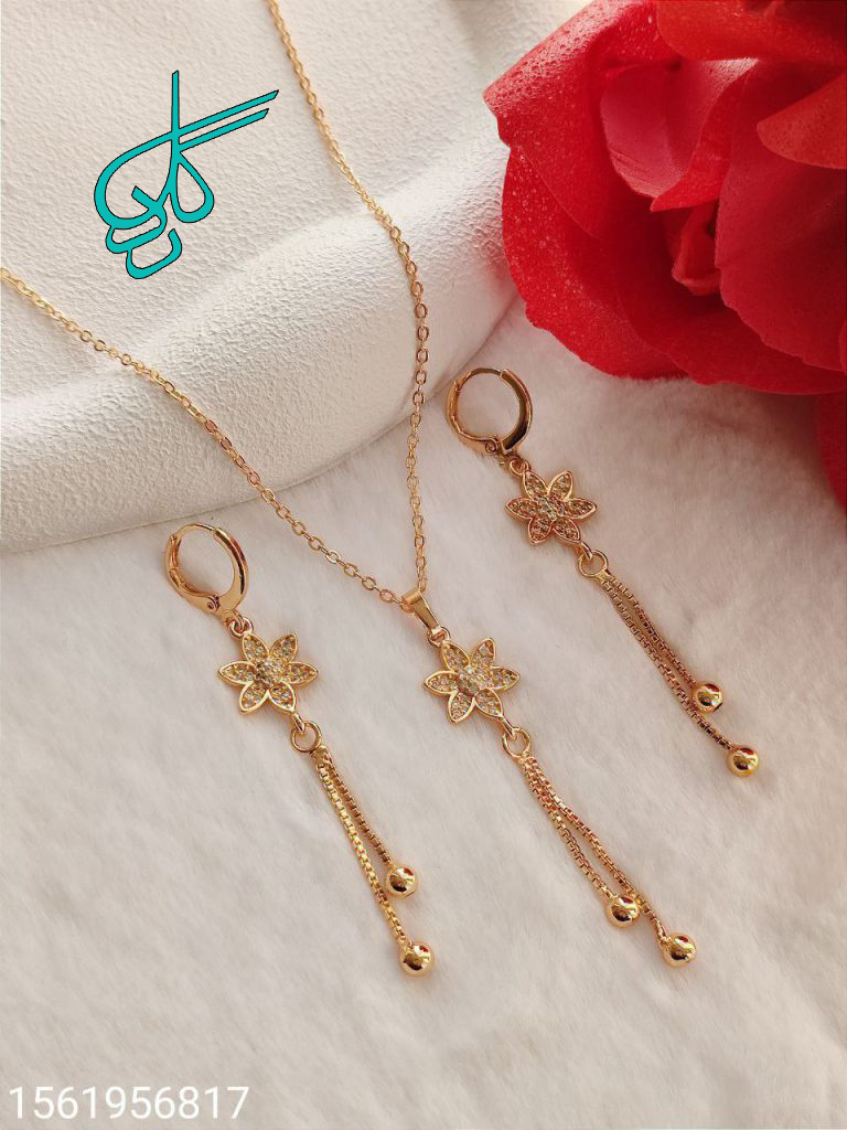 خرید نیم ست زنانه مارک ZJ رنگ ثابت نگین دار ضد حساسیت کیفیت عالی کد 1715289 - ردگل