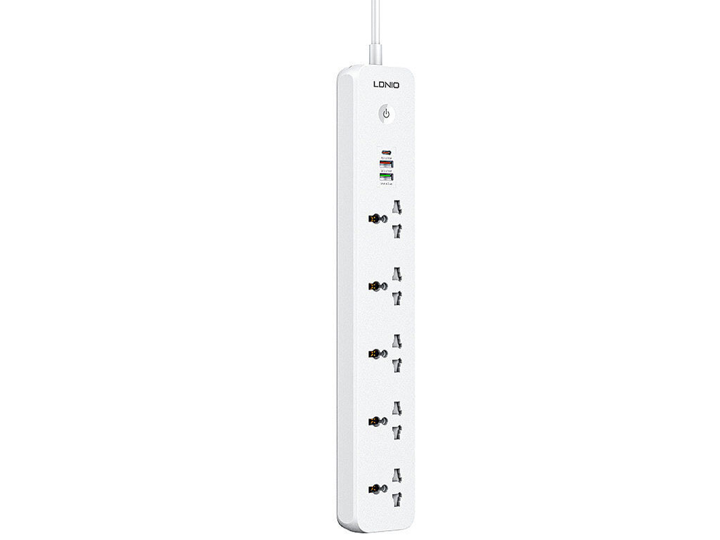 چند راهی برق پنج سوکت، دو یو اس بی و یک تایپ سی الدنیو LDNIO SC5319 5 Port   3 USB Power Socket Plug Extension Wall Charger