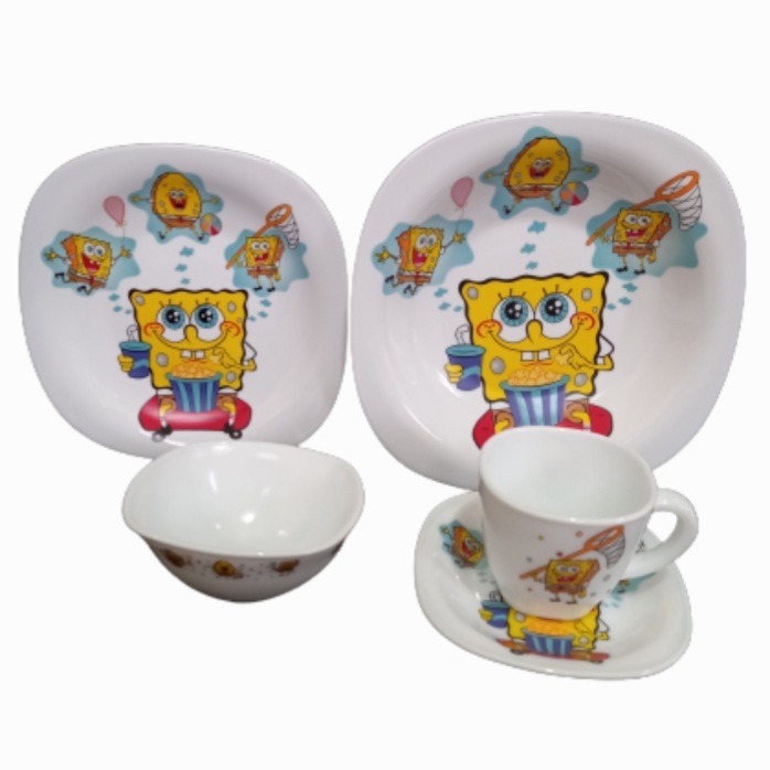 سرویس غذاخوری 5 پارچه کودک پارس اپال طرح باب اسفنجی کد 752