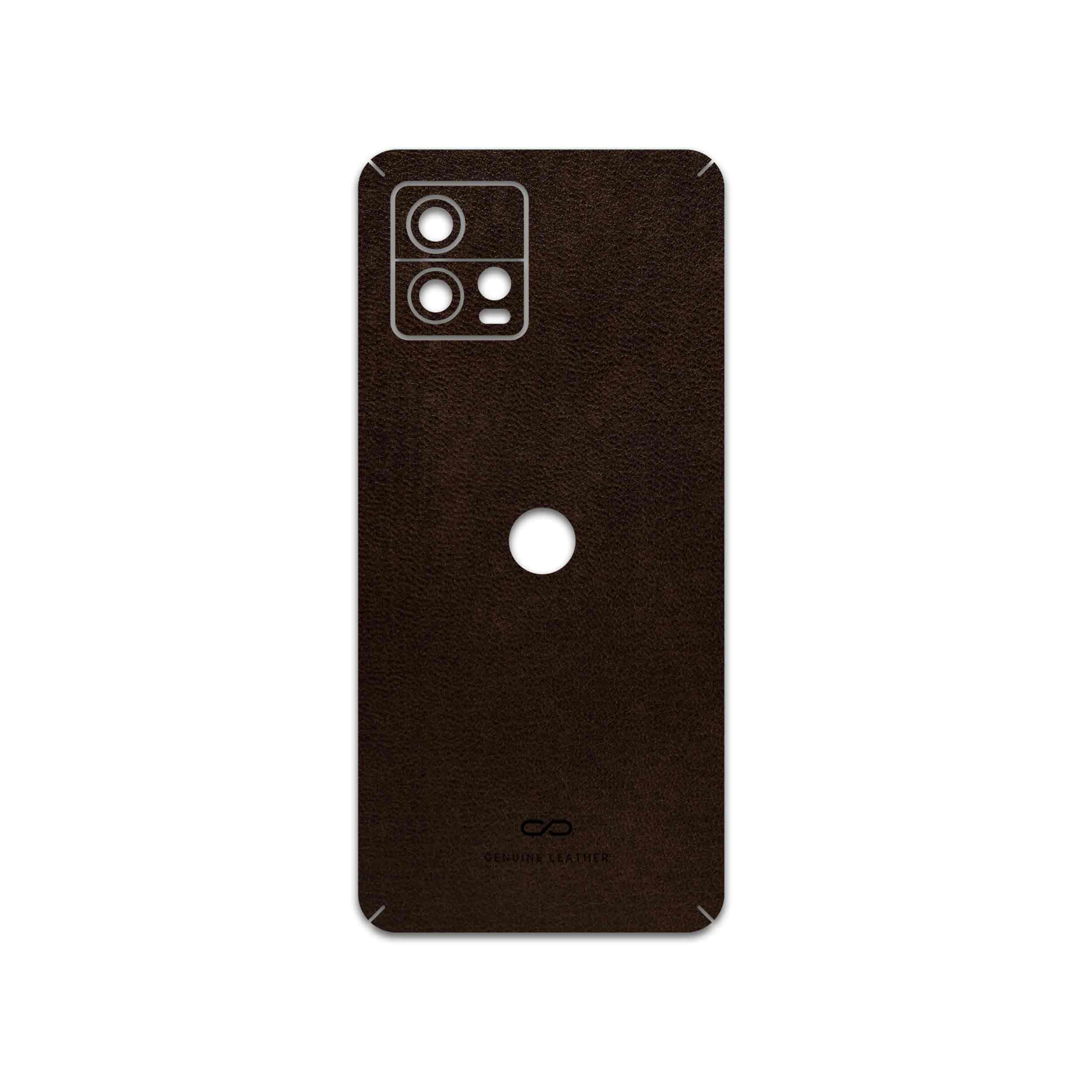 برچسب پوششی ماهوت مدل Dark-Brown-Leather مناسب برای گوشی موبایل موتورولا Moto G72