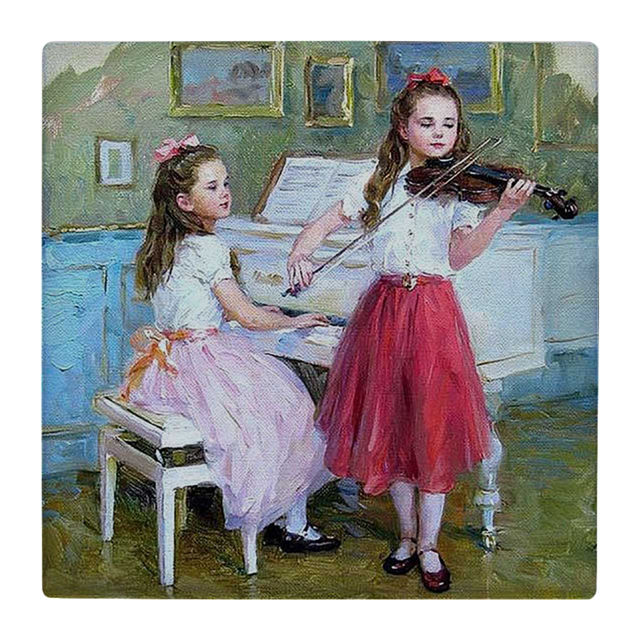 کاشی کارنیلا طرح دو دختر نوازنده کد wk1800