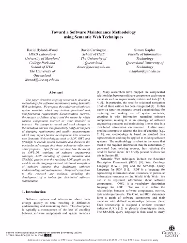 خرید و دانلود نسخه کامل کتاب Toward a Software Maintenance Methodology using Semantic Web Techniques
