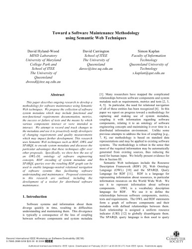 خرید و دانلود نسخه کامل کتاب Toward a Software Maintenance Methodology using Semantic Web Techniques