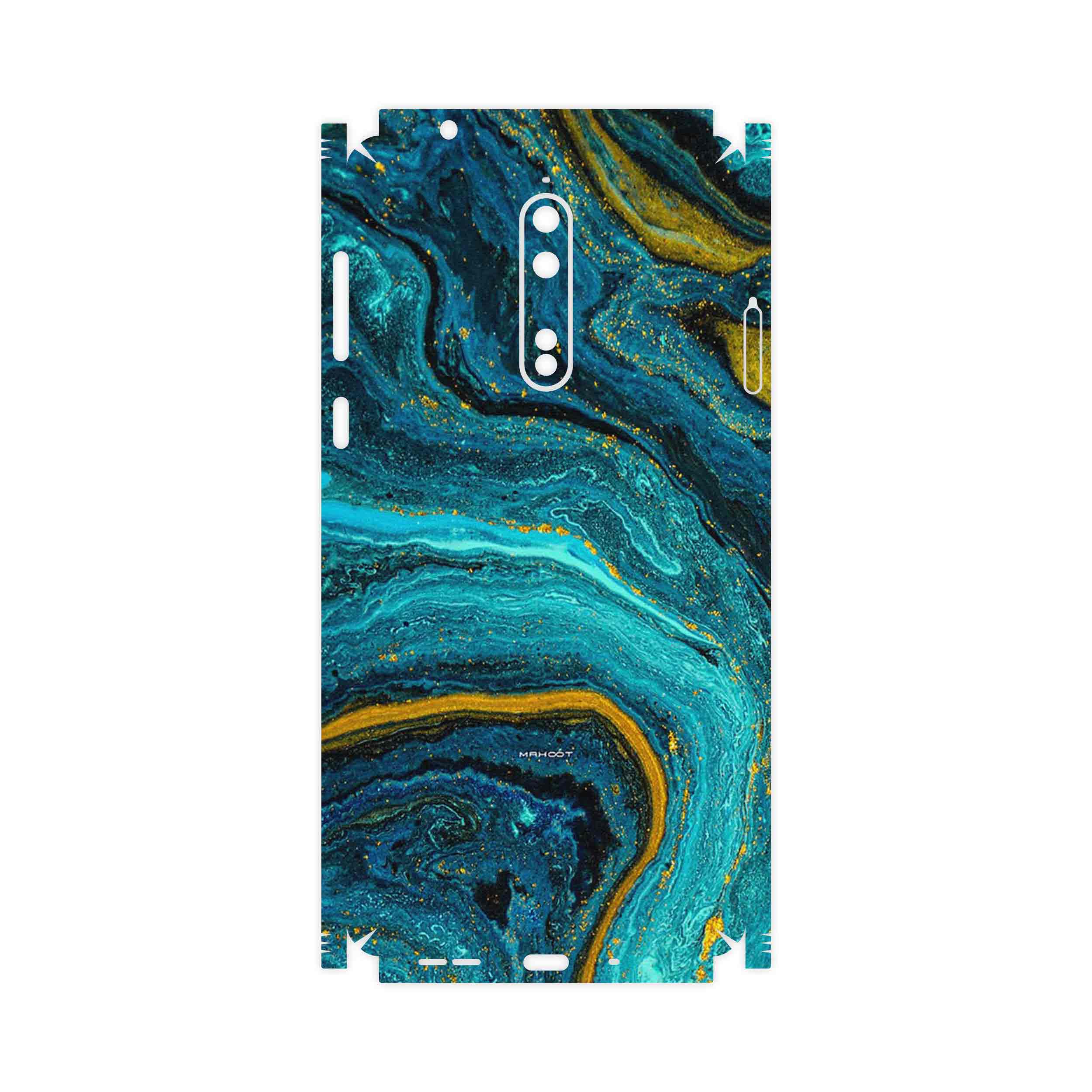 برچسب پوششی ماهوت مدل Turquoise marblewith golden streaks-FullSkin مناسب برای گوشی موبایل نوکیا 8