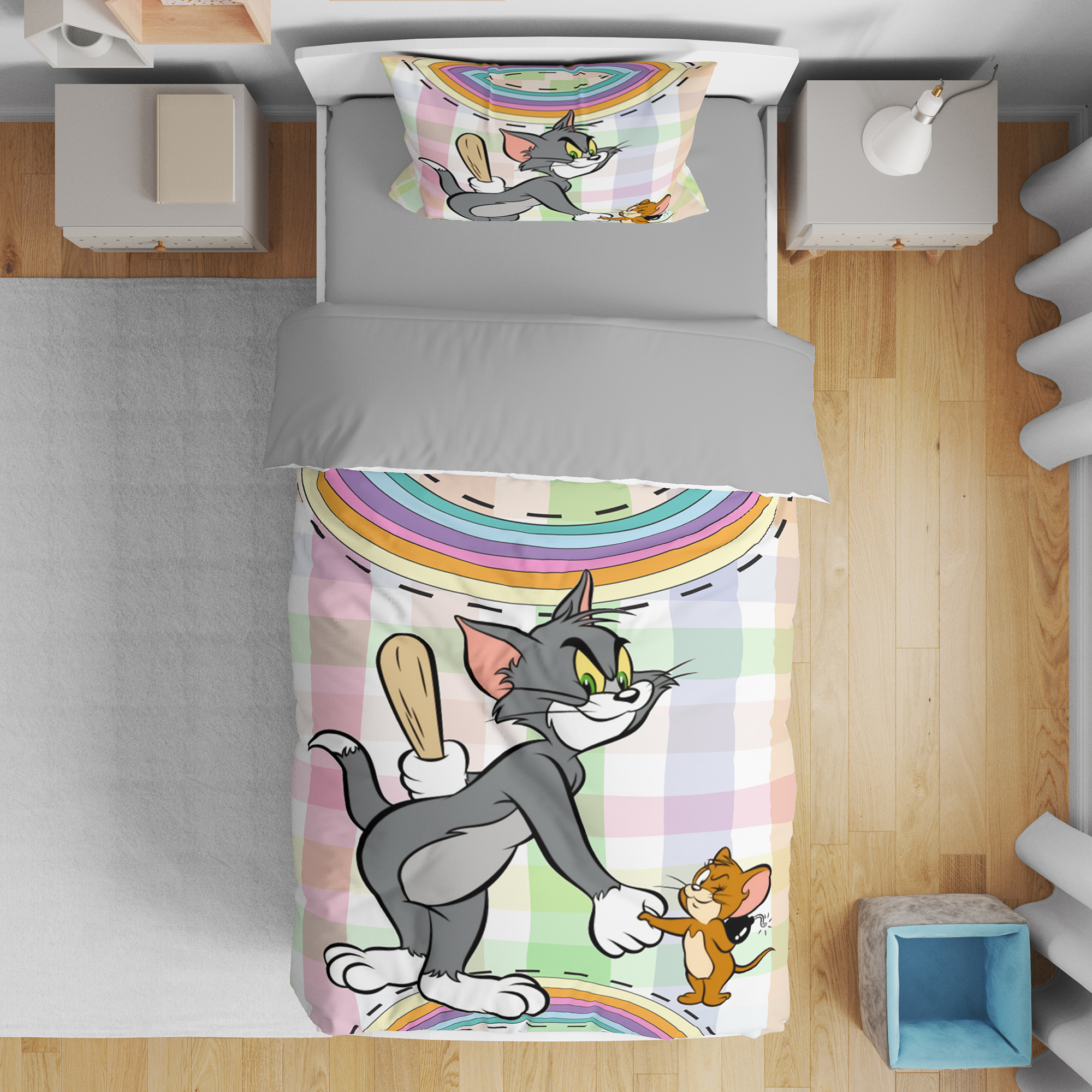 سرویس روتختی مدل تام و جری کد 4735 یک نفره 5 تکه