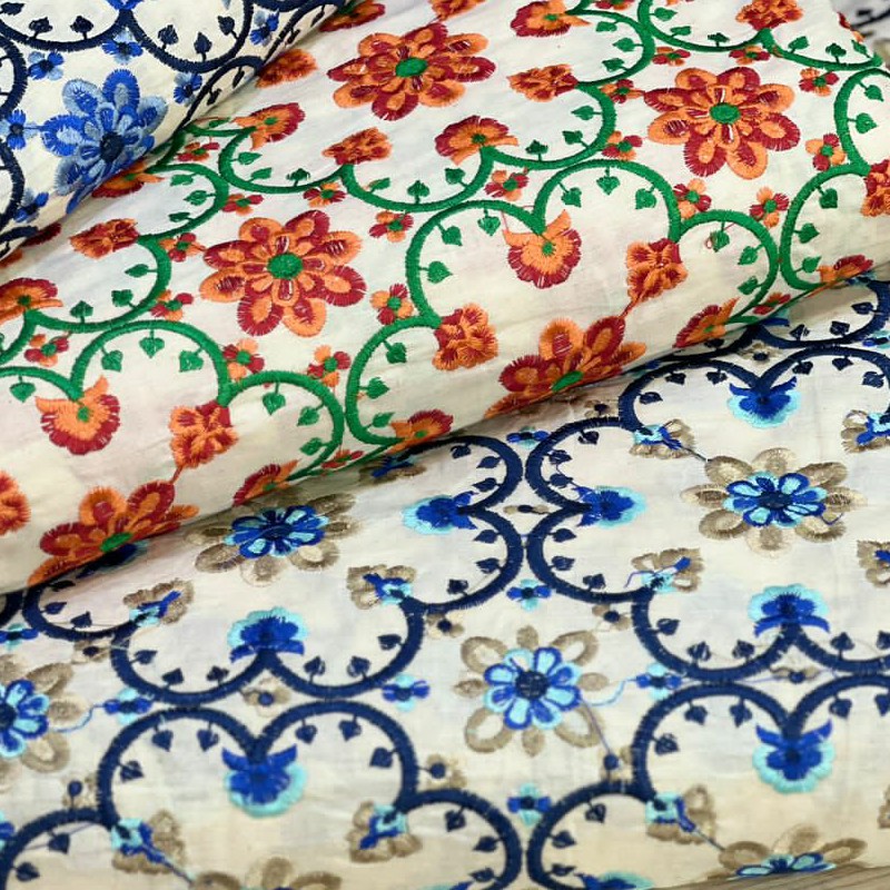 پارچه لینن  سوزندوزی در سه رنگ متنوع پارچه حیات