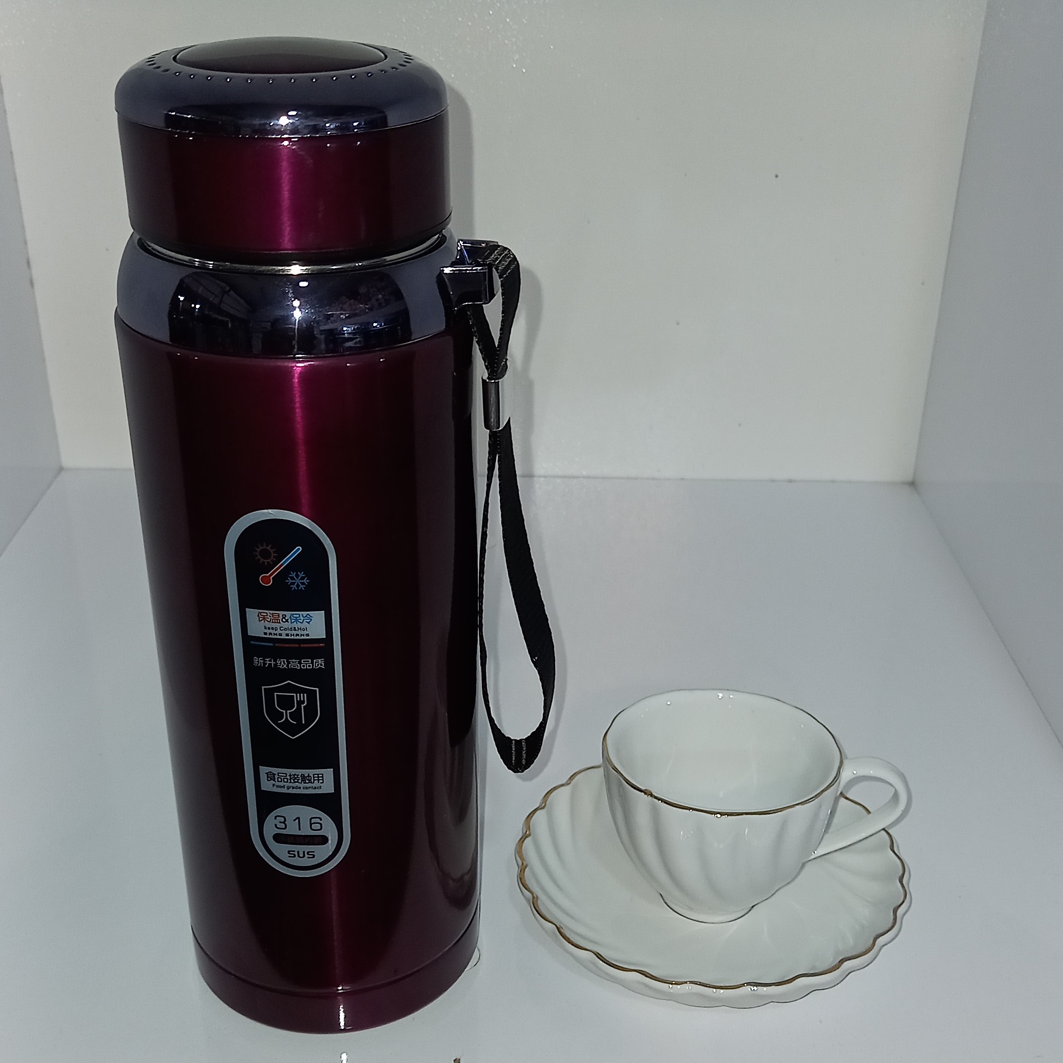 فلاسک یا فلاکس 800 میل مسافرتی استیل وکیوم خارجی رنگ گیلاسی صافی دار اعلا