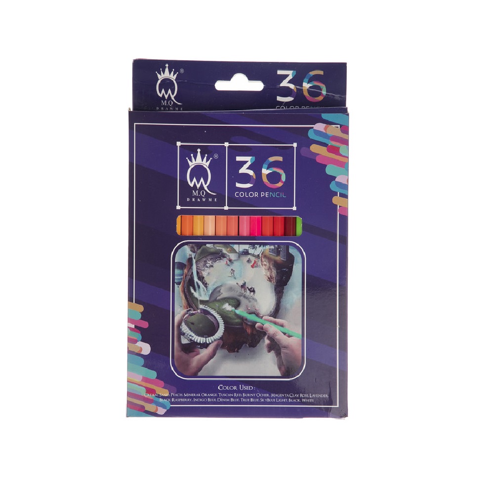 مداد رنگی 36 رنگ جعبه مقوایی ام کیو