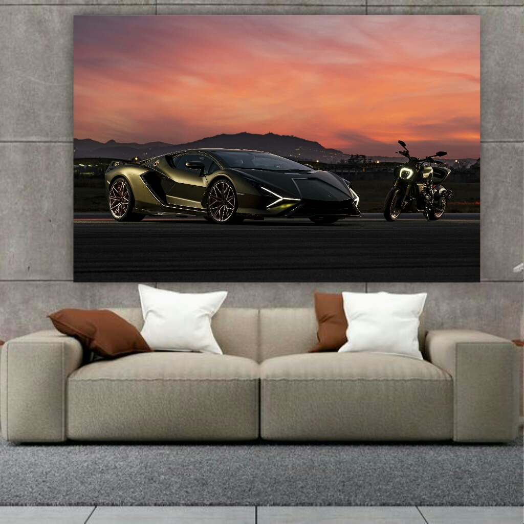 تابلو شاسی طرح ماشین و موتور مدل Lamborghini SIAN &amp; Diavel کد AR1090