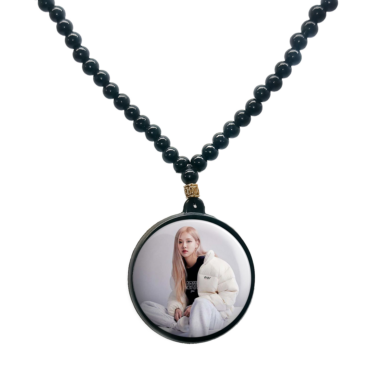 گردنبند پرمانه طرح بلک پینک کد pmd.6976 مدل دو طرفه