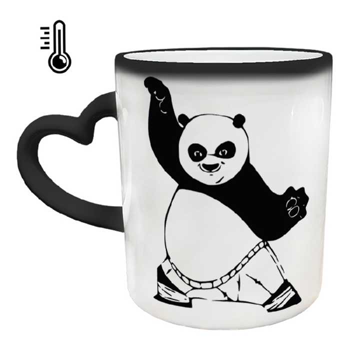 ماگ حرارتی مدل دسته قلبی طرح پاندا کونگ فو کار کد 100