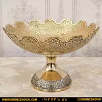 میوه خوری برنز هندی مدل طاووس لبه قلعه سایز 3 ( آجیل خوری برنجی ) کد 3829